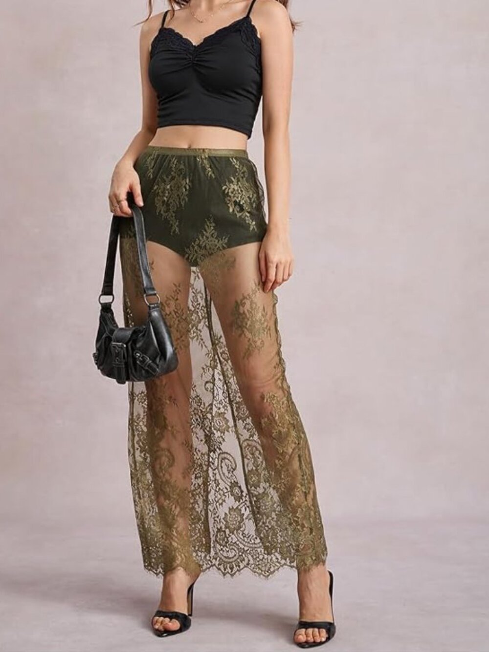 Women's Lace Sheer Split Long Skirt - Picture 3 of 6